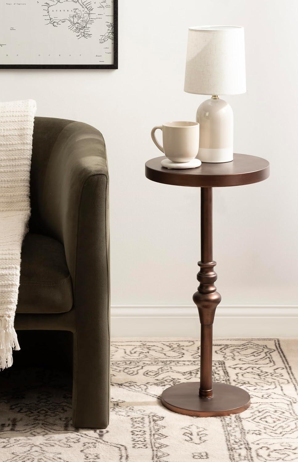 imageKate and Laurel Stratton Round Pedestal Drink Table 13 x 13 x 26 Bronze Decorative Mini Table for Use as Indoor Plant Stand or Cute Martini Table