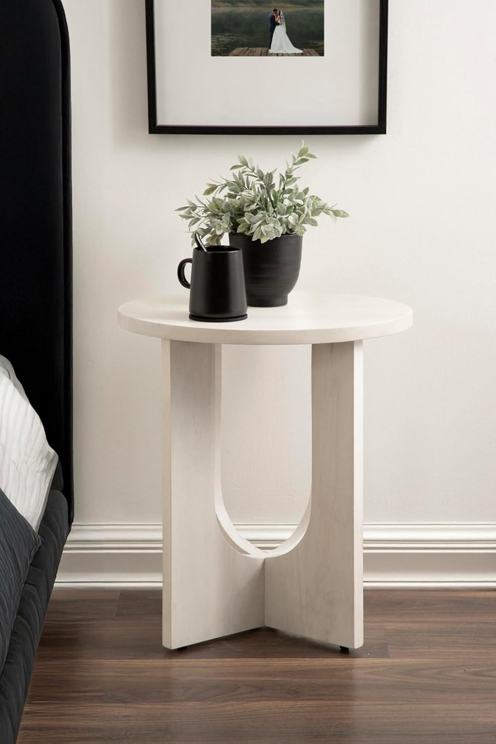 imageKate and Laurel Sureda Modern Wooden Oval Side Table 20 x 16 x 22 Black Transitional Wood End Table for Use as Bedroom Nightstand or Living Room Plant Stand TableWhite