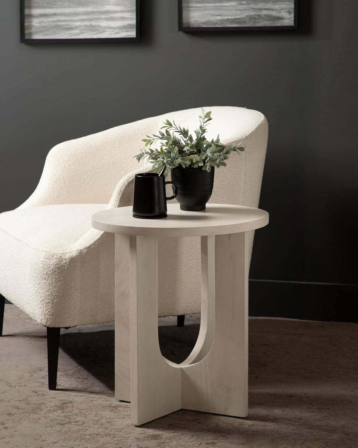 imageKate and Laurel Sureda Modern Wooden Oval Side Table 20 x 16 x 22 Black Transitional Wood End Table for Use as Bedroom Nightstand or Living Room Plant Stand TableWhite