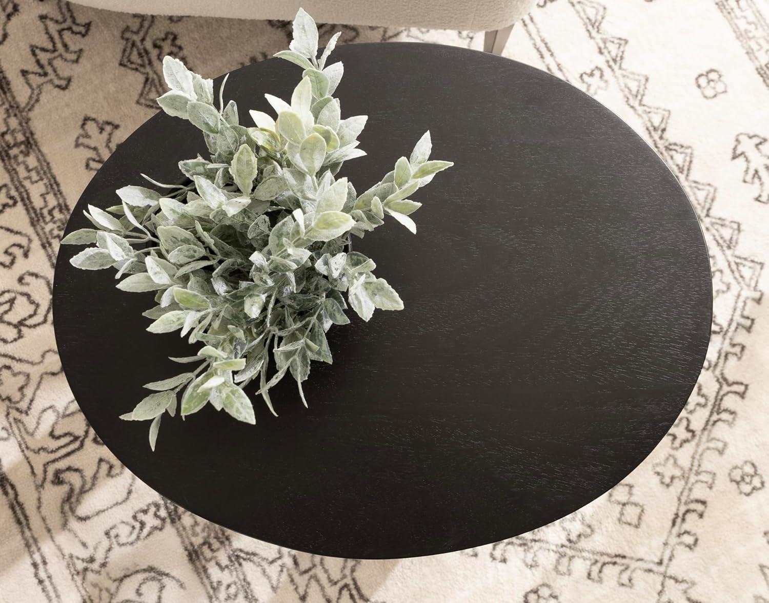 imageKate and Laurel Sureda Modern Wooden Oval Side Table 20 x 16 x 22 Black Transitional Wood End Table for Use as Bedroom Nightstand or Living Room Plant Stand TableBlack