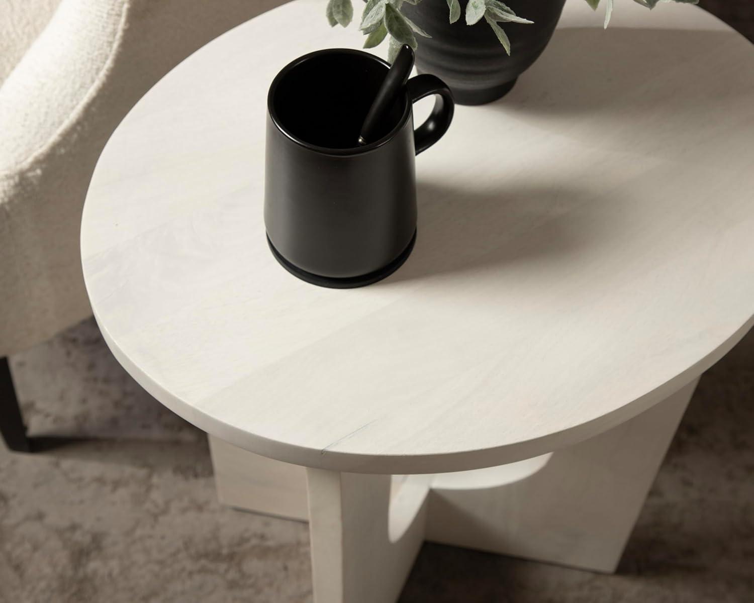 imageKate and Laurel Sureda Modern Wooden Oval Side Table 20 x 16 x 22 Black Transitional Wood End Table for Use as Bedroom Nightstand or Living Room Plant Stand TableWhite