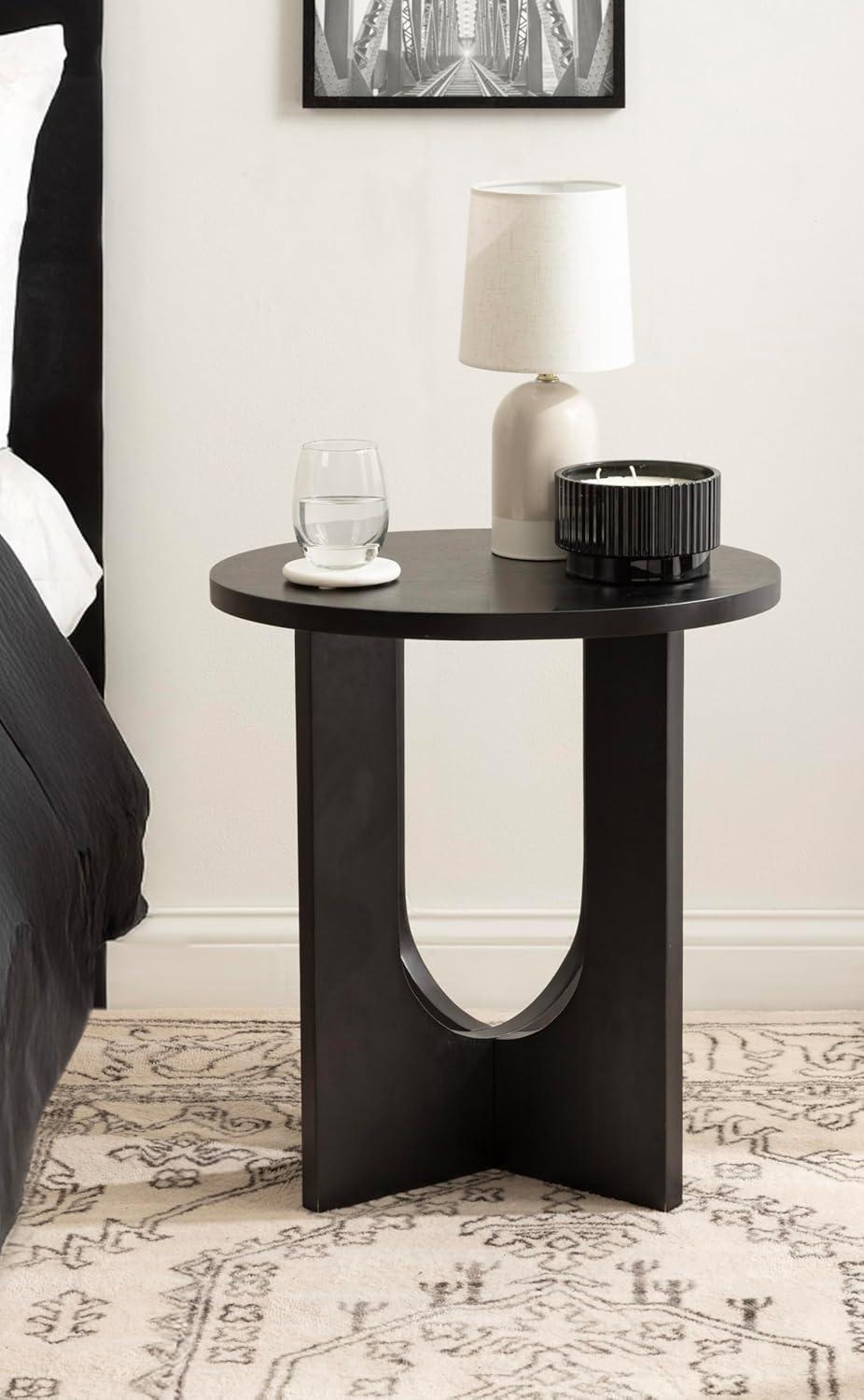 imageKate and Laurel Sureda Modern Wooden Oval Side Table 20 x 16 x 22 Black Transitional Wood End Table for Use as Bedroom Nightstand or Living Room Plant Stand TableBlack