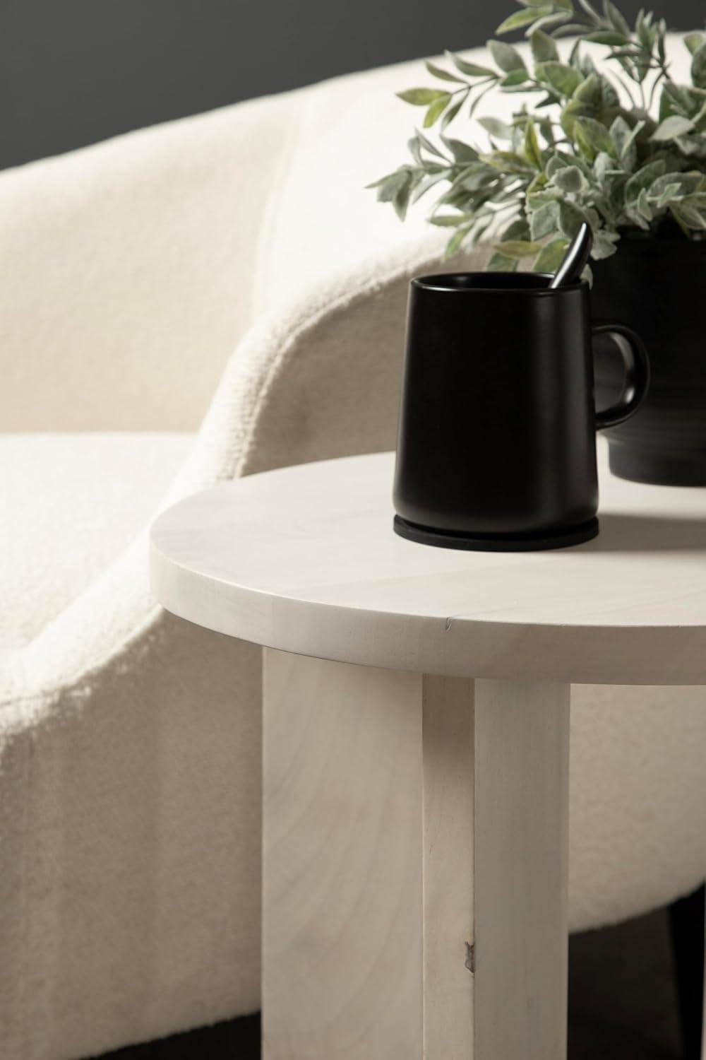 imageKate and Laurel Sureda Modern Wooden Oval Side Table 20 x 16 x 22 Black Transitional Wood End Table for Use as Bedroom Nightstand or Living Room Plant Stand TableWhite