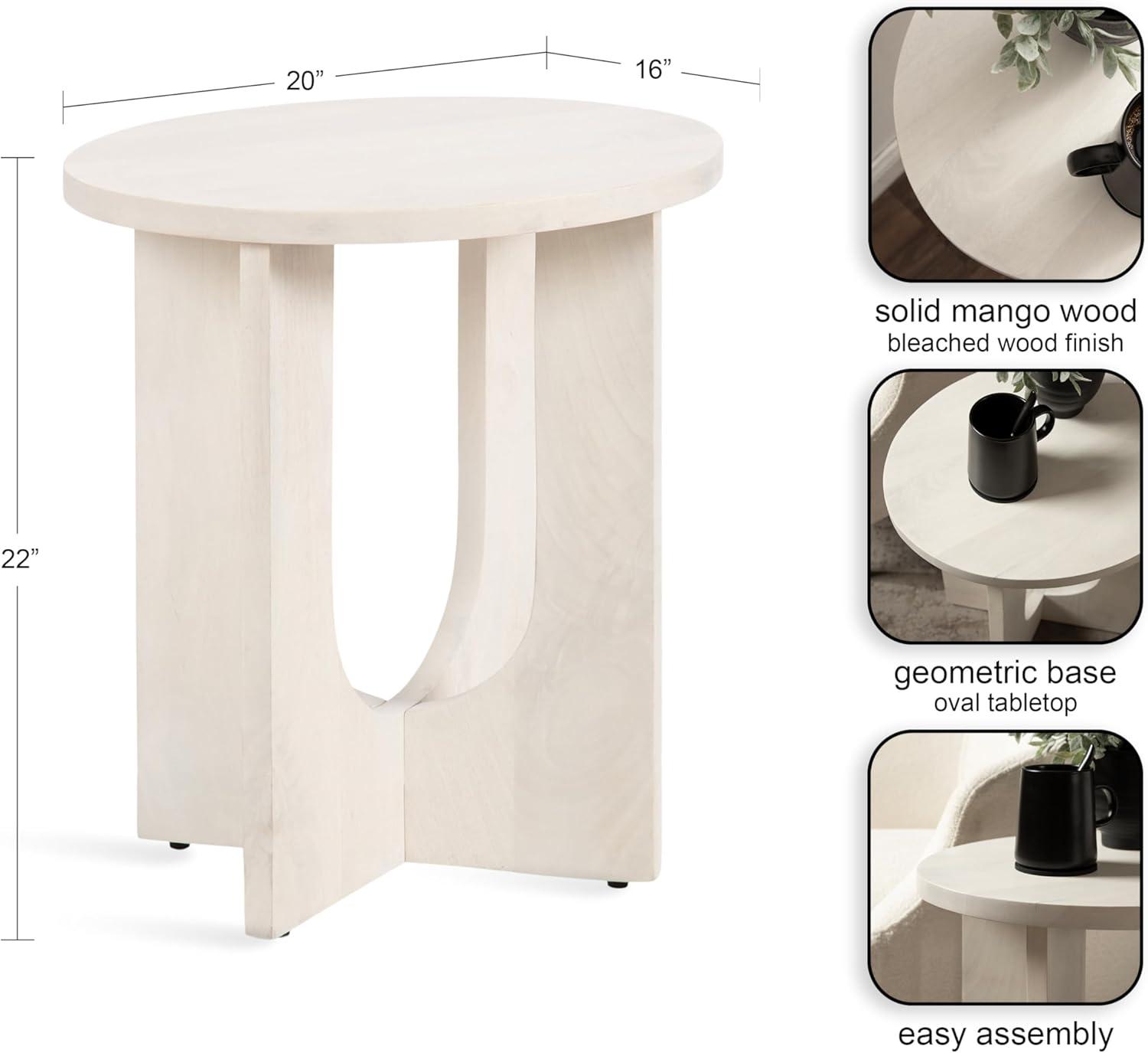 imageKate and Laurel Sureda Modern Wooden Oval Side Table 20 x 16 x 22 Black Transitional Wood End Table for Use as Bedroom Nightstand or Living Room Plant Stand TableWhite