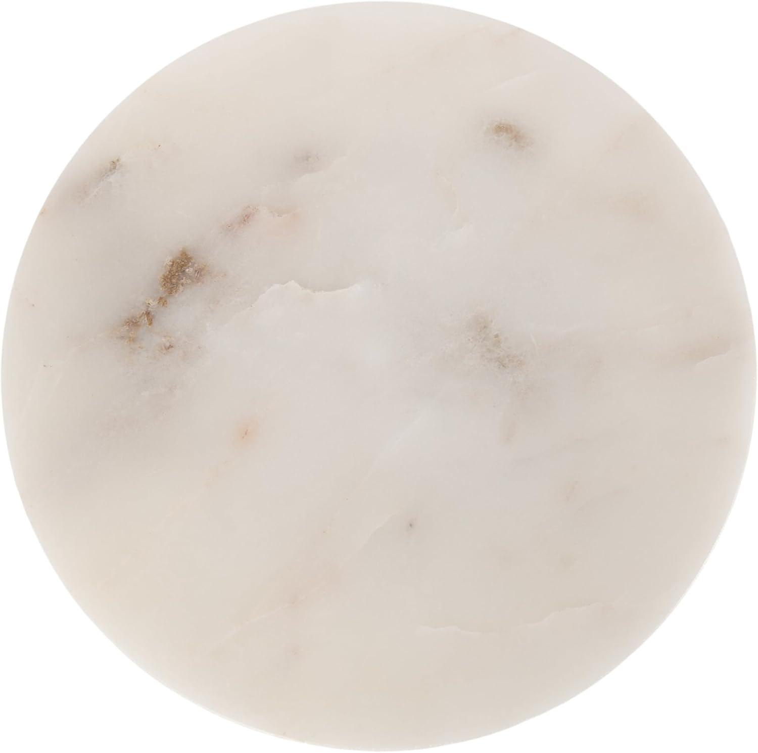 imageKate and Laurel Wegner Transitional Wood and Marble Round Drink Table 8 x 8 x 23 White Marble and Light Natural Wood Modern Pedestal Table for Use as Indoor Plant Stand or Decorative Mini Table
