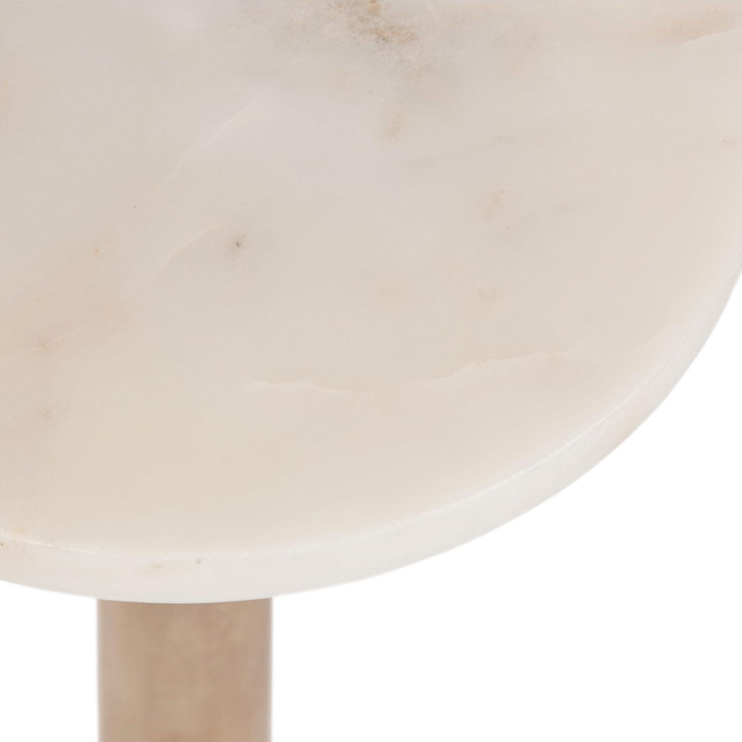 imageKate and Laurel Wegner Transitional Wood and Marble Round Drink Table 8 x 8 x 23 White Marble and Light Natural Wood Modern Pedestal Table for Use as Indoor Plant Stand or Decorative Mini Table