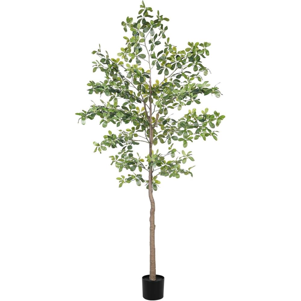 imageBlack Olive Tree 7ft  Faux Black Olive Tree with Natural Trunk and Realistic Leaves  Olive Trees Artificial Indoor for Modern Home Office House Living Room Decor