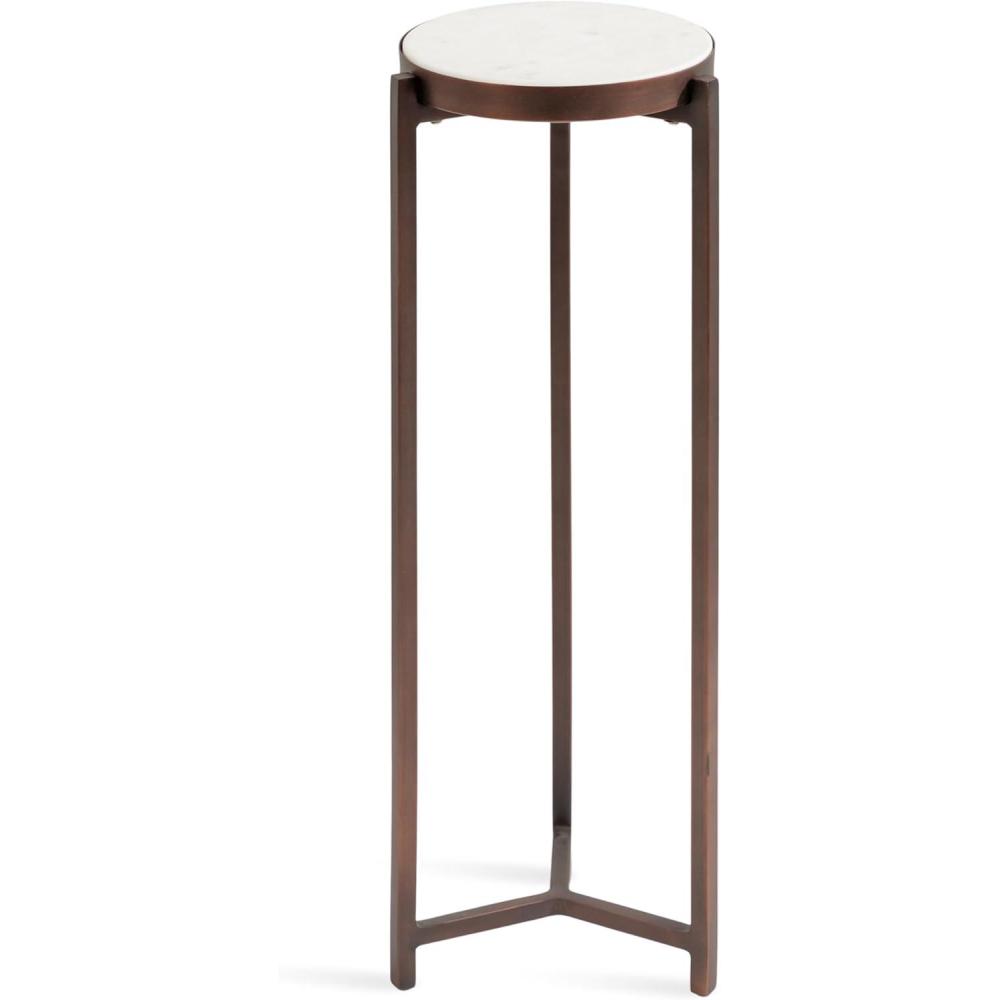 imageKate and Laurel Aguilar Modern Round Drink Table 9 x 9 x 23 Emperador Brown Marble and Black Genuine Marble Accent Table for Use as Indoor Plant Stand or Pedestal Martini TableBronze