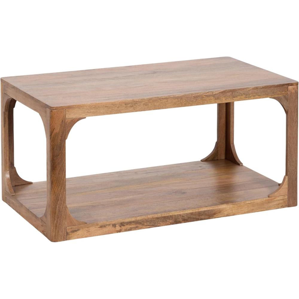 imageKate and Laurel Dahl Transitional Rectangular Coffee Table 36 x 20 x 18 Natural Wood Modern Rectangle Living Room Table with Solid Mango Wood Construction and Bonus Underlying StorageNatural