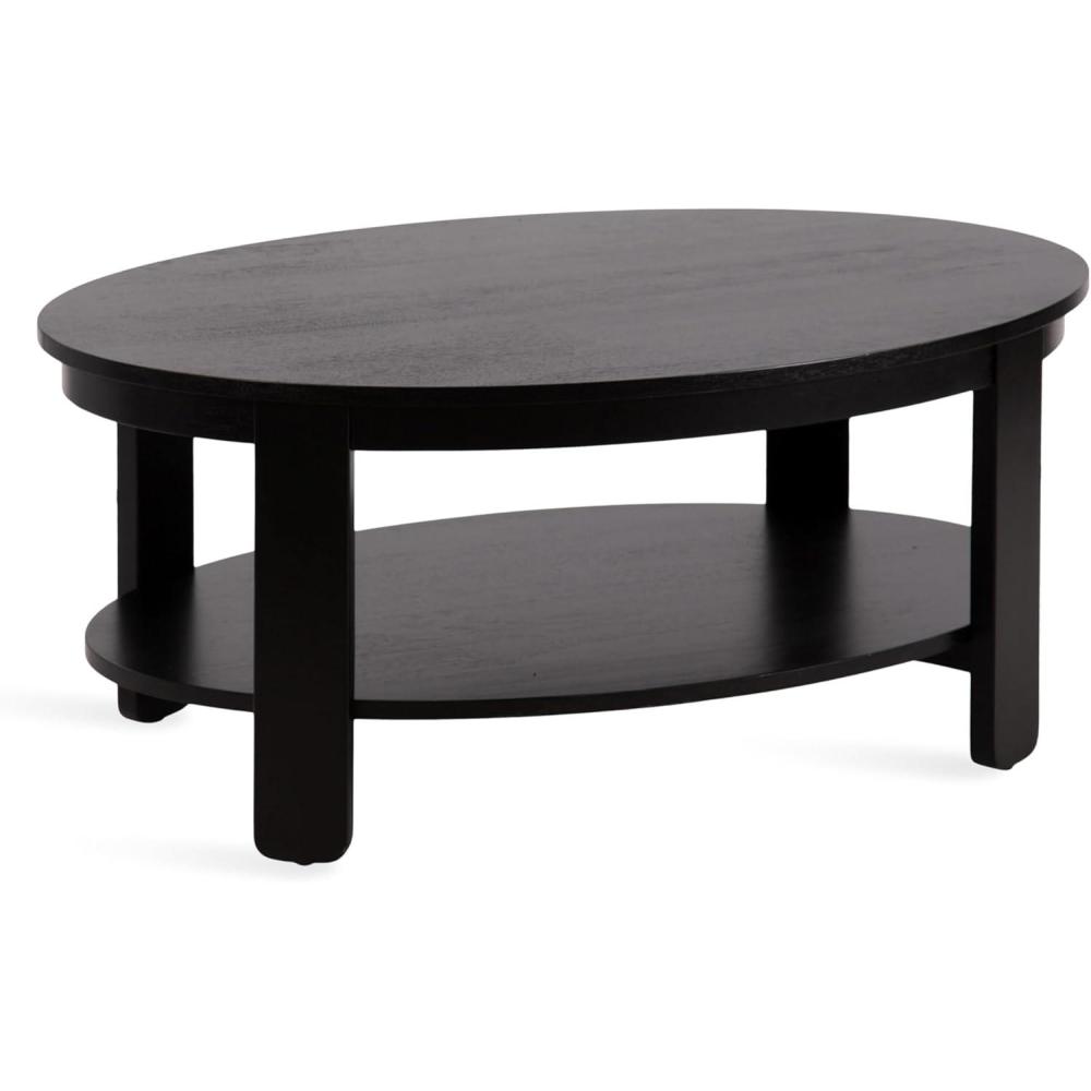 imageKate and Laurel Foxford Modern Tiered Oval Coffee Table 38 x 24 x 18 Natural Brown Transitional TwoTier Living Room Table with Storage and Resilient Wood ConstructionBlack