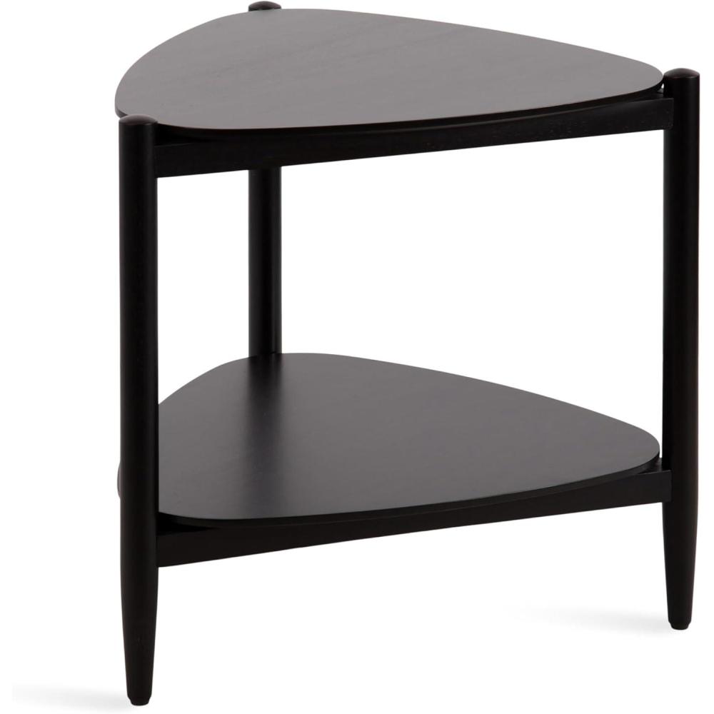 imageKate and Laurel Knowlton Modern Tiered Triangle Side Table 24 x 24 x 24 Black Transitional TwoTier Triangular Living Room End Table with Storage for Use as Indoor Plant Stand