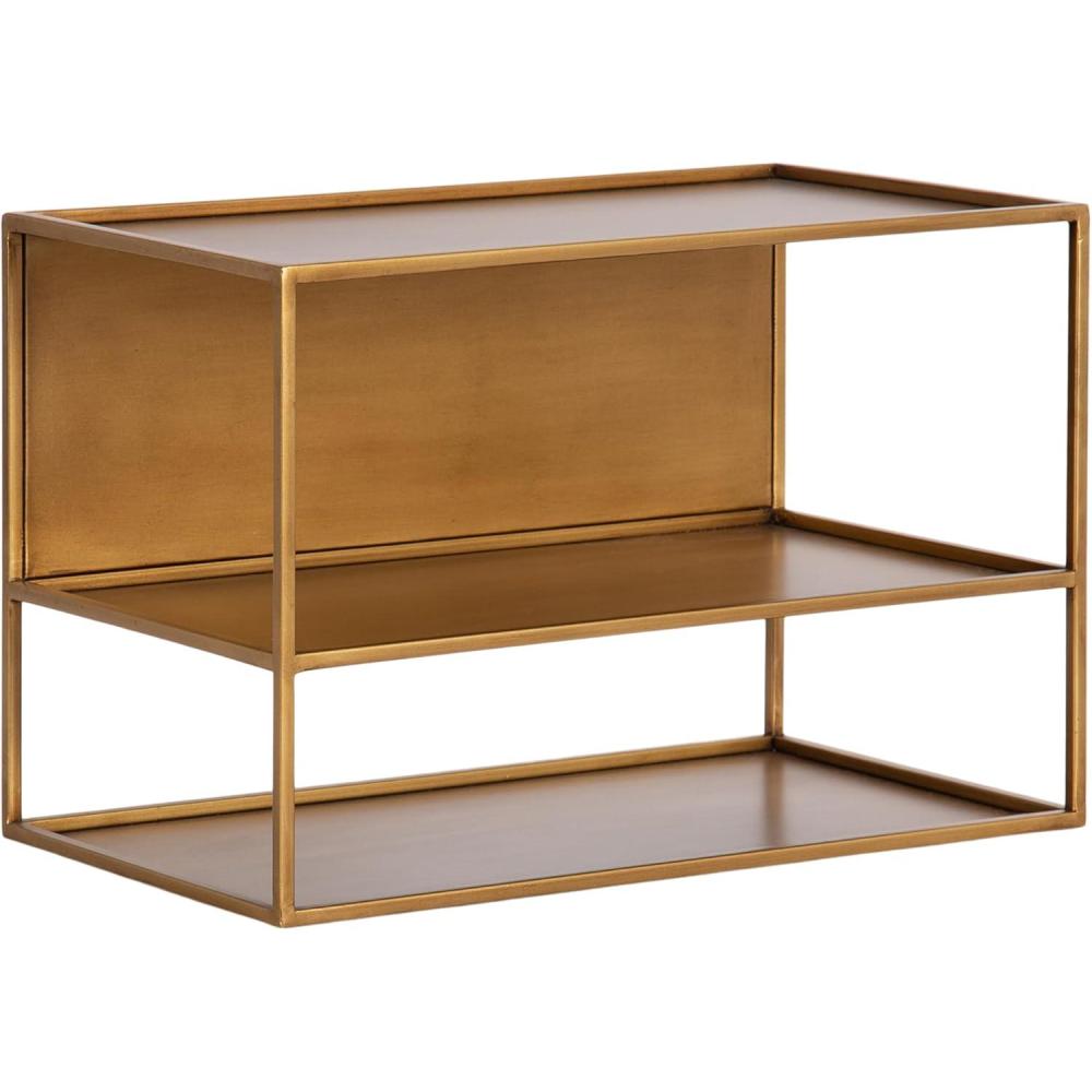 imageKate and Laurel Nomi Modern Metal Floating Side Table with Storage 18 x 10 x 12 Gold Contemporary Tiered Floating End Table for Use as Wall Shelf for Small Spaces