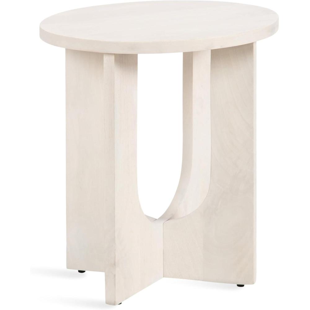 imageKate and Laurel Sureda Modern Wooden Oval Side Table 20 x 16 x 22 Black Transitional Wood End Table for Use as Bedroom Nightstand or Living Room Plant Stand TableWhite