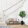 imageFiddle Leaf Fig Tree Artificial 5FT  Faux Fiddle Leaf Fig Tree with White Tall Planter  Fake Fig Tree with Fig Leaves  Artificial Tree for Indoor Outdoor House Home Office DecorBlack