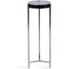 imageKate and Laurel Aguilar Modern Round Drink Table 9 x 9 x 23 Emperador Brown Marble and Black Genuine Marble Accent Table for Use as Indoor Plant Stand or Pedestal Martini TableSilverBlue