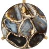 imageKate and Laurel Aguilar Modern Round Drink Table 9 x 9 x 23 Emperador Brown Marble and Black Genuine Marble Accent Table for Use as Indoor Plant Stand or Pedestal Martini TableGoldBlack