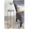 imageKate and Laurel Aguilar Modern Round Drink Table 9 x 9 x 23 Emperador Brown Marble and Black Genuine Marble Accent Table for Use as Indoor Plant Stand or Pedestal Martini TableGoldBlack
