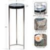 imageKate and Laurel Aguilar Modern Round Drink Table 9 x 9 x 23 Emperador Brown Marble and Black Genuine Marble Accent Table for Use as Indoor Plant Stand or Pedestal Martini TableSilverBlue