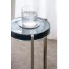 imageKate and Laurel Aguilar Modern Round Drink Table 9 x 9 x 23 Emperador Brown Marble and Black Genuine Marble Accent Table for Use as Indoor Plant Stand or Pedestal Martini TableSilverBlue