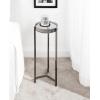 imageKate and Laurel Aguilar Modern Round Drink Table 9 x 9 x 23 Emperador Brown Marble and Black Genuine Marble Accent Table for Use as Indoor Plant Stand or Pedestal Martini TablePewter