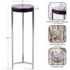 imageKate and Laurel Aguilar Modern Round Drink Table 9 x 9 x 23 Emperador Brown Marble and Black Genuine Marble Accent Table for Use as Indoor Plant Stand or Pedestal Martini TableSilverPurple