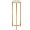 imageKate and Laurel Aguilar Modern Round Drink Table 9 x 9 x 23 Emperador Brown Marble and Black Genuine Marble Accent Table for Use as Indoor Plant Stand or Pedestal Martini TableNaturalGold