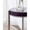 imageKate and Laurel Aguilar Modern Round Drink Table 9 x 9 x 23 Emperador Brown Marble and Black Genuine Marble Accent Table for Use as Indoor Plant Stand or Pedestal Martini TableSilverPurple