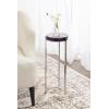 imageKate and Laurel Aguilar Modern Round Drink Table 9 x 9 x 23 Emperador Brown Marble and Black Genuine Marble Accent Table for Use as Indoor Plant Stand or Pedestal Martini TableSilverPurple