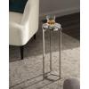 imageKate and Laurel Aguilar Modern Round Drink Table 9 x 9 x 23 Emperador Brown Marble and Black Genuine Marble Accent Table for Use as Indoor Plant Stand or Pedestal Martini TableSilver