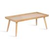 imageKate and Laurel Eastmont Rectangle Wood Coffee Table 46 x 22 x 17 Light Natural Large MidCentury Wooden Living Room Table with Stylish Tapered Legs and Adjustable FeetNatural