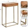 imageKate and Laurel Karlsen Modern Wood and Metal Burlwood Narrow Side Table 16 x 24 x 8 Burlwood and Gold Slim End Table for Use as Skinny Bedroom Nightstand or Entryway Table OptionWalnut BrownGold
