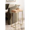 imageKate and Laurel Karlsen Modern Wood and Metal Burlwood Narrow Side Table 16 x 24 x 8 Burlwood and Gold Slim End Table for Use as Skinny Bedroom Nightstand or Entryway Table OptionNaturalGold