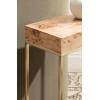 imageKate and Laurel Karlsen Modern Wood and Metal Burlwood Narrow Side Table 16 x 24 x 8 Burlwood and Gold Slim End Table for Use as Skinny Bedroom Nightstand or Entryway Table OptionNaturalGold