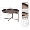 imageKate and Laurel Mahdavi Modern Round Outdoor Coffee Table 25 x 25 x 16 Bronze Transitional Patio Coffee Table with Textured Top for Outdoor Furniture Decor