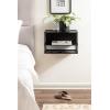 imageKate and Laurel Nomi Modern Metal Floating Side Table with Storage 18 x 10 x 12 Black Contemporary Tiered Floating End Table for Use as Wall Shelf for Small Spaces