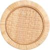 imageKate and Laurel Rafina Round Rattan Drink Table 9 x 9 x 22 Natural Brown Transitional Boho Circle Wooden Accent Pedestal Table for Indoor Plant Stand or Living Room Accent Table