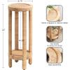 imageKate and Laurel Rafina Round Rattan Drink Table 9 x 9 x 22 Natural Brown Transitional Boho Circle Wooden Accent Pedestal Table for Indoor Plant Stand or Living Room Accent Table