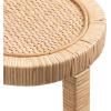 imageKate and Laurel Rafina Round Rattan Drink Table 9 x 9 x 22 Natural Brown Transitional Boho Circle Wooden Accent Pedestal Table for Indoor Plant Stand or Living Room Accent Table