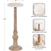 imageKate and Laurel Wegner Transitional Wood and Marble Round Drink Table 8 x 8 x 23 White Marble and Light Natural Wood Modern Pedestal Table for Use as Indoor Plant Stand or Decorative Mini Table