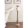 imageKate and Laurel Wegner Transitional Wood and Marble Round Drink Table 8 x 8 x 23 White Marble and Light Natural Wood Modern Pedestal Table for Use as Indoor Plant Stand or Decorative Mini Table