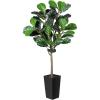 imageFiddle Leaf Fig Tree Artificial 5FT  Faux Fiddle Leaf Fig Tree with White Tall Planter  Fake Fig Tree with Fig Leaves  Artificial Tree for Indoor Outdoor House Home Office DecorBlack