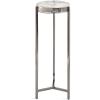 imageKate and Laurel Aguilar Modern Round Drink Table 9 x 9 x 23 Emperador Brown Marble and Black Genuine Marble Accent Table for Use as Indoor Plant Stand or Pedestal Martini TablePewter