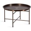 imageKate and Laurel Mahdavi Modern Round Outdoor Coffee Table 25 x 25 x 16 Bronze Transitional Patio Coffee Table with Textured Top for Outdoor Furniture Decor