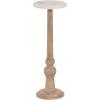 imageKate and Laurel Wegner Transitional Wood and Marble Round Drink Table 8 x 8 x 23 White Marble and Light Natural Wood Modern Pedestal Table for Use as Indoor Plant Stand or Decorative Mini Table