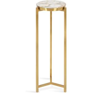 imageKate and Laurel Aguilar Modern Round Drink Table 9 x 9 x 23 Emperador Brown Marble and Black Genuine Marble Accent Table for Use as Indoor Plant Stand or Pedestal Martini TableNaturalGold