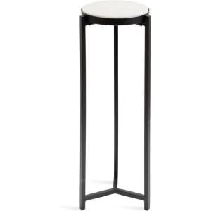 imageKate and Laurel Aguilar Modern Round Drink Table 9 x 9 x 23 Emperador Brown Marble and Black Genuine Marble Accent Table for Use as Indoor Plant Stand or Pedestal Martini TableBlack