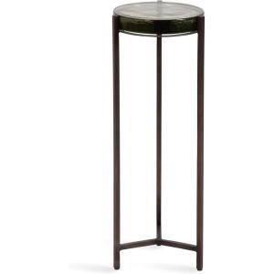 imageKate and Laurel Aguilar Modern Round Drink Table 9 x 9 x 23 Emperador Brown Marble and Black Genuine Marble Accent Table for Use as Indoor Plant Stand or Pedestal Martini TableGreenBronze