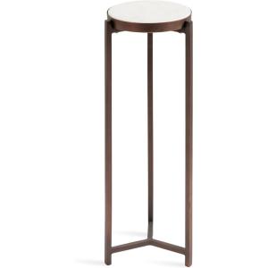 imageKate and Laurel Aguilar Modern Round Drink Table 9 x 9 x 23 Emperador Brown Marble and Black Genuine Marble Accent Table for Use as Indoor Plant Stand or Pedestal Martini TableBronze