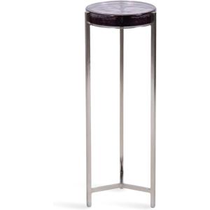 imageKate and Laurel Aguilar Modern Round Drink Table 9 x 9 x 23 Emperador Brown Marble and Black Genuine Marble Accent Table for Use as Indoor Plant Stand or Pedestal Martini TableSilverPurple