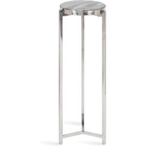 imageKate and Laurel Aguilar Modern Round Drink Table 9 x 9 x 23 Emperador Brown Marble and Black Genuine Marble Accent Table for Use as Indoor Plant Stand or Pedestal Martini TableSilver